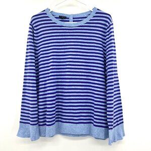 Talbots Blue Striped Lambswool Blend Sweater Women's XL Petite
